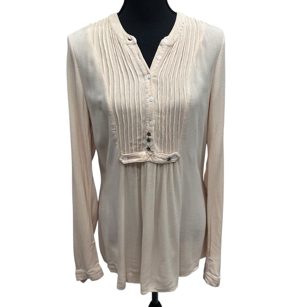FREE PEOPLE Snap Out Of It Top Women's Size X-SMALL XS Beige Boho Hippie